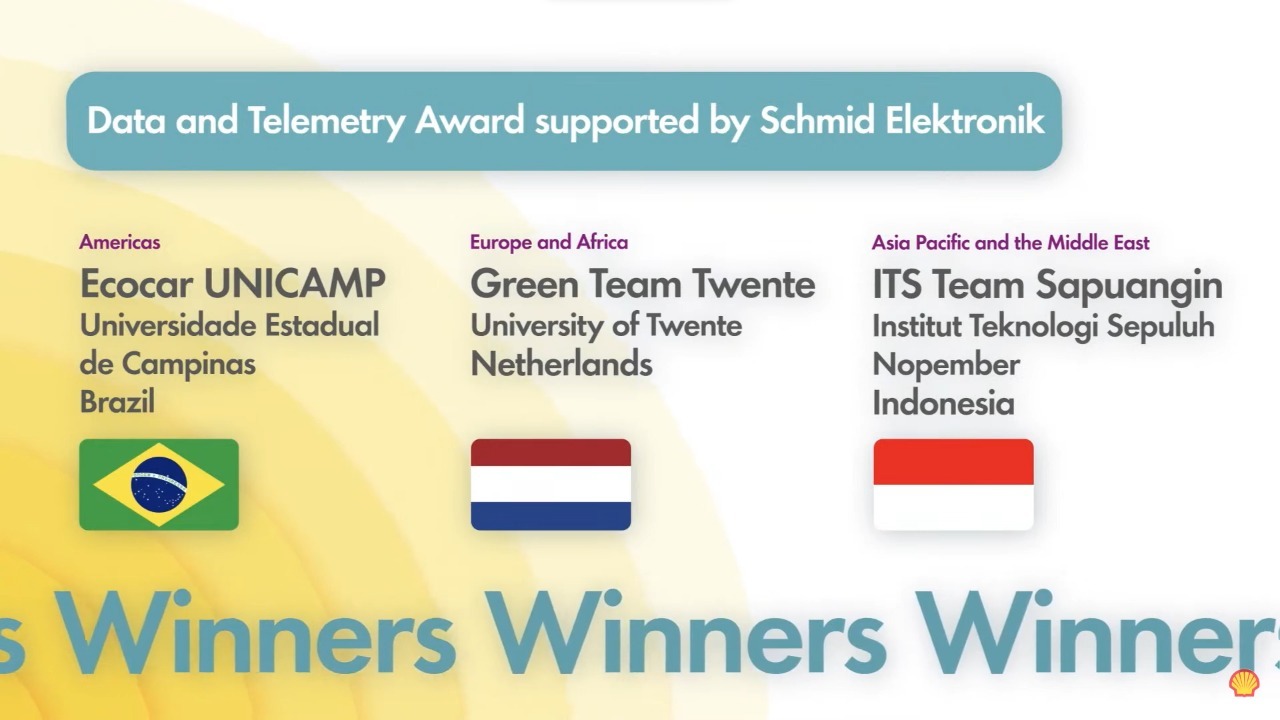 Tim Sapuangin ITS berhasil menjadi juara Shell Eco-Marathon Virtual Off-Track Awards 2022, Data and Telemetry Award pada regional Asia Pasifik dan Timur Tengah