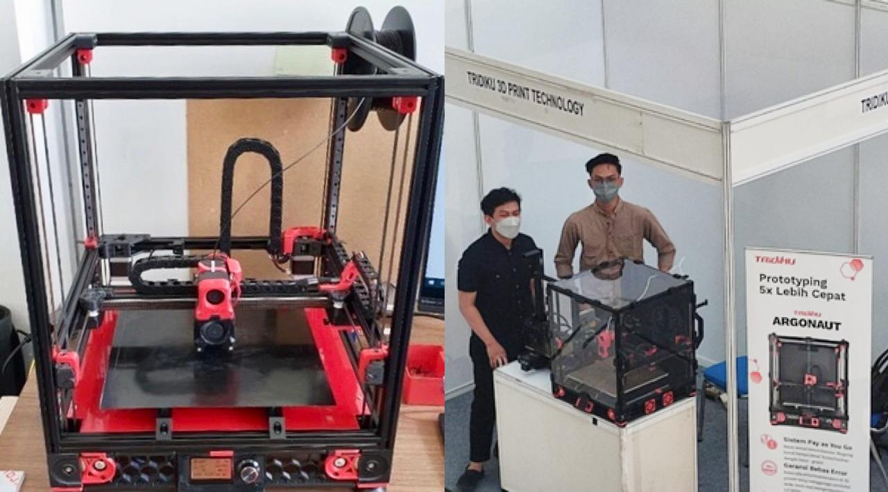 Tampak dari depan Tridiku Argonaut, 3D printer karya mahasiswa ITS yang mampu memenuhi kebutuhan pencetakan dalam lingkup hobi dan industri hingga 500 jam tanpa pemeliharaan