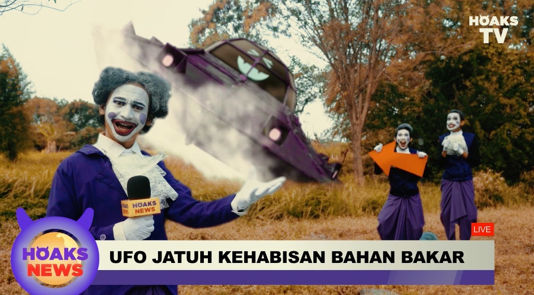 Peragaan para aktor yang terlibat dalam proses pembuatan video dengan menunjukkan contoh berita hoaks