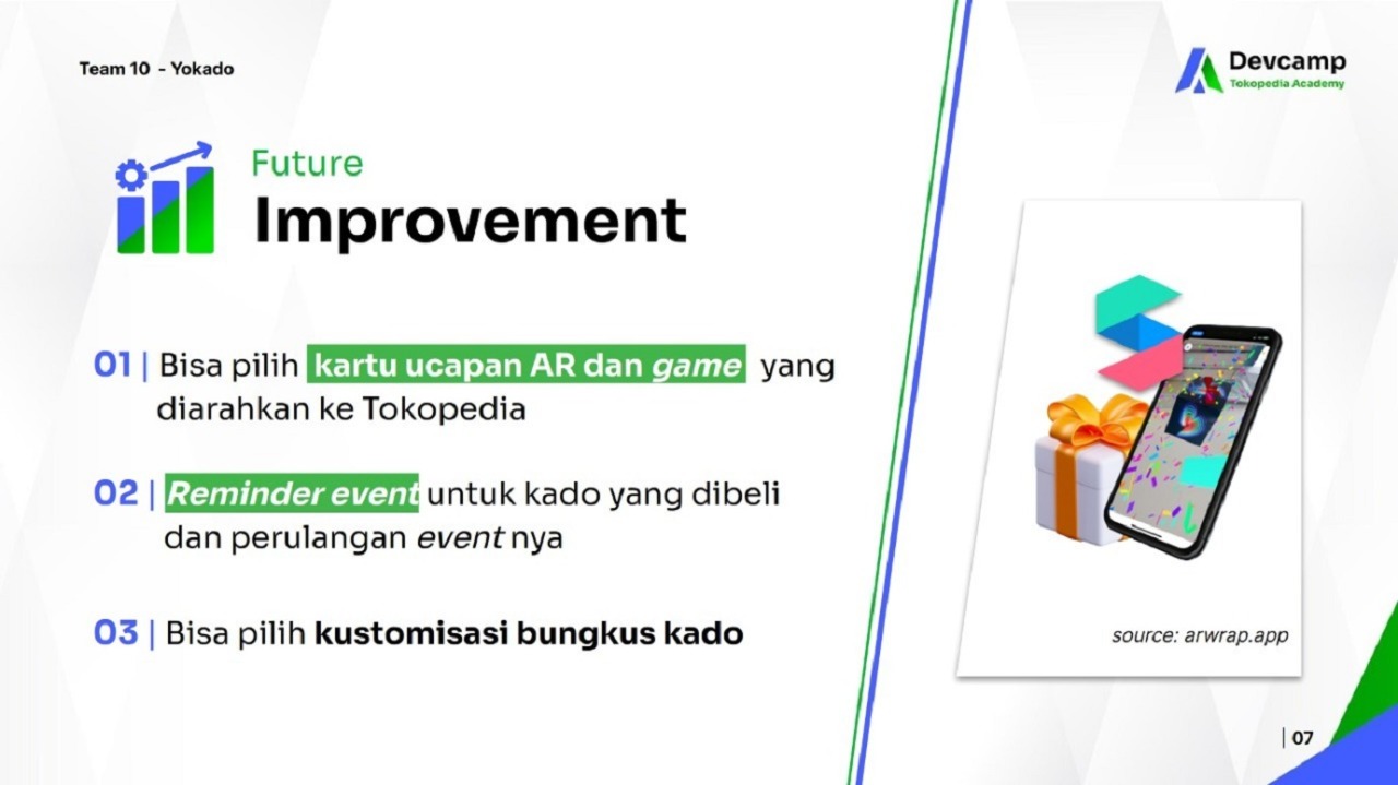 Beberapa pengembangan fitur aplikasi Yokado untuk memberikan rekomendasi kado yang bisa dikembangkan di masa mendatang