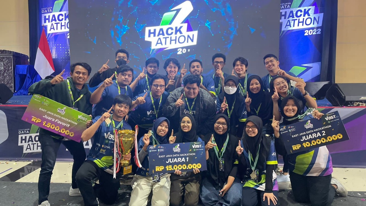 Tim-tim dari ITS yang sukses meraih juara dalam kompetisi East Java Data Hackathon 2022