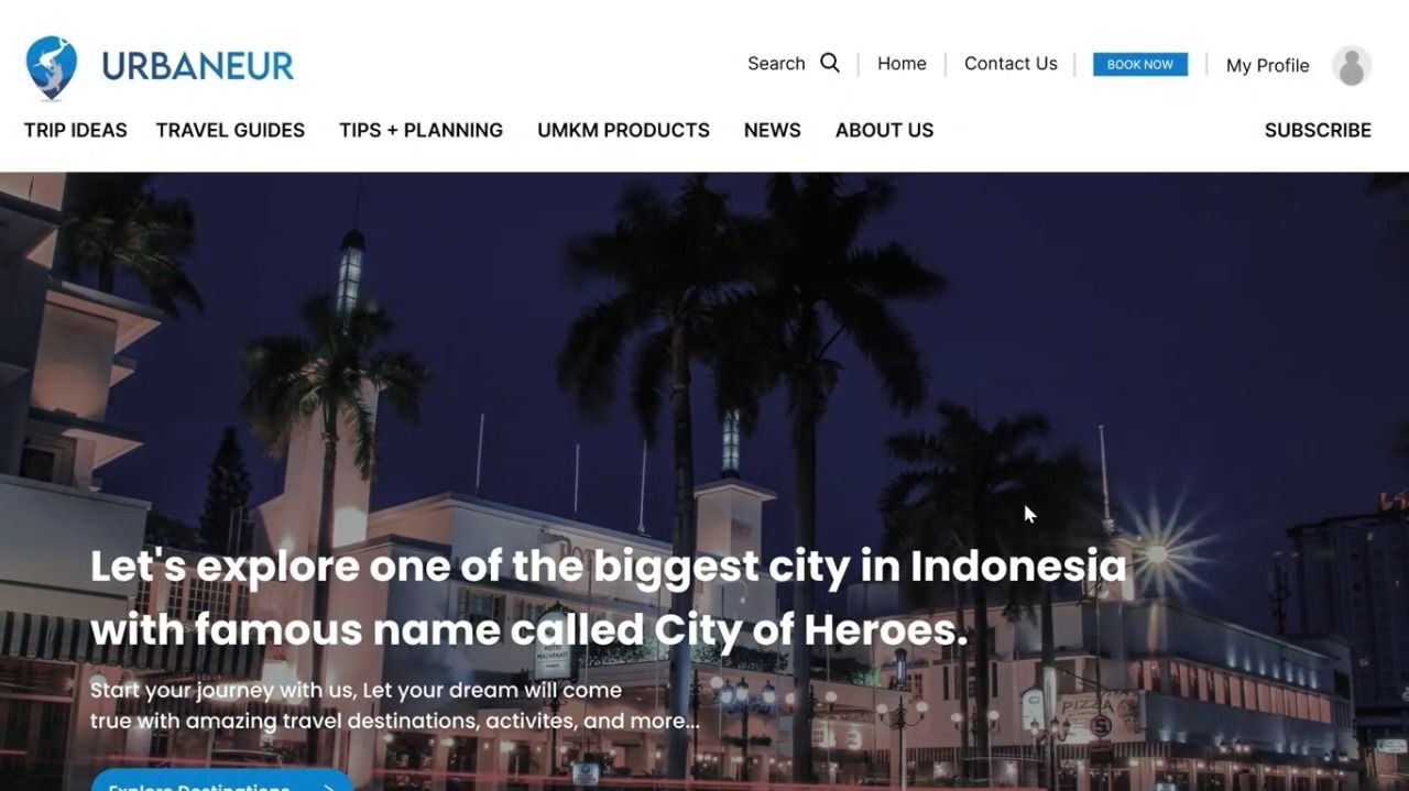 Tampilan awal mockup website Urbaneur buatan Tim Outliers ITS