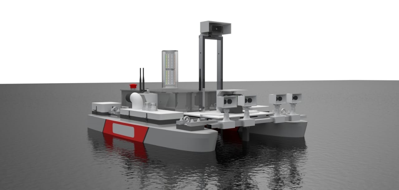 Tampilan prototype kapal Aksanawa, rancangan tim mahasiswa ITS, saat berada di permukaan air