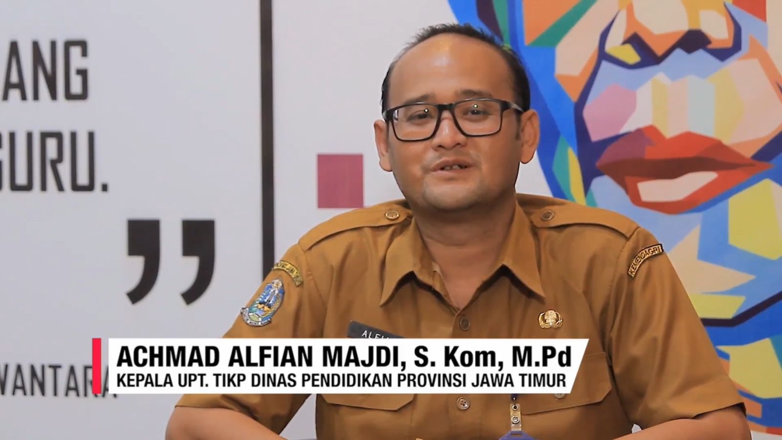 Kepala UPT TKD Dinas Pendidikan Provinsi Jawa Timur, Achmad Alfian Majdi SKom MPd saat memberikan komentar terkait fitur EduGo milik tim PowerBuffGirl ITS