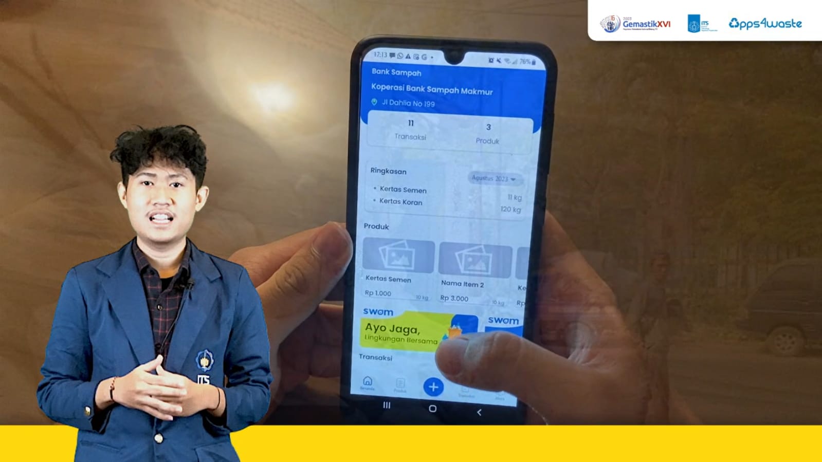 Gambar tampilan Apps4Waste, aplikasi layanan digitalisasi bank sampah