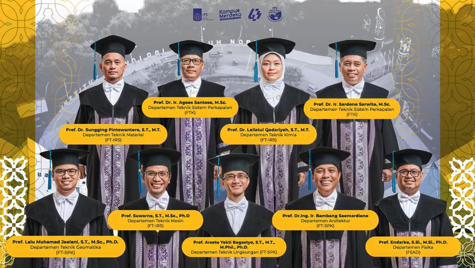 Profesor baru ITS yang dikukuhkan sebagai profesor ke-169 sampai 177