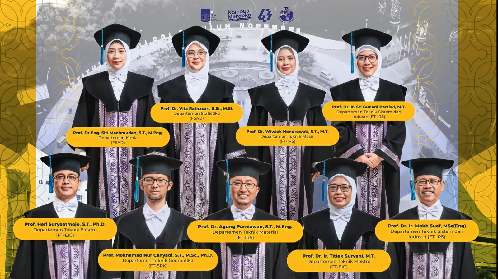 Sejumlah profesor baru ITS yang dikukuhkan sebagai profesor ke-178 sampai 186