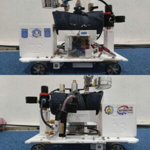 (dari atas) Tampak depan dan tampak belakang Spektronics 23, prototipe mobil bertenaga reaksi kimia kebanggaan Tim Spektronics ITS yang digerakkan dengan adanya tekanan udara