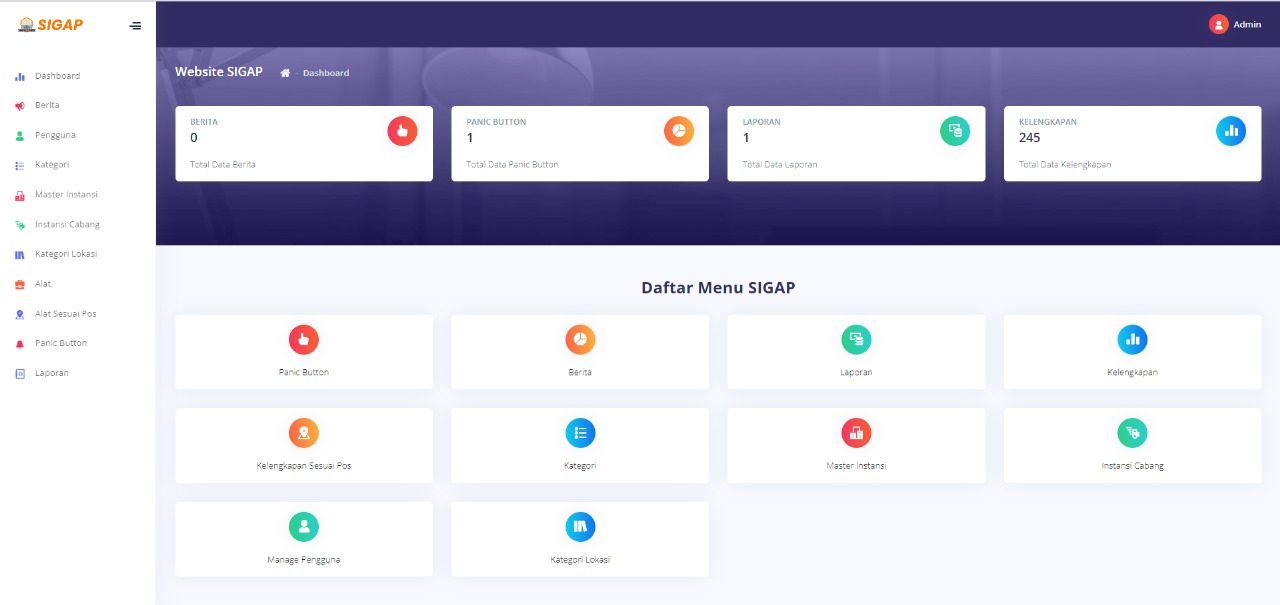 Tampilan antarmuka situs web Sistem Informasi Darurat Gempa (SIGAP) sebagai pendukung infrastruktur kedaruratan sehingga menjadi lebih efektif dan efisien