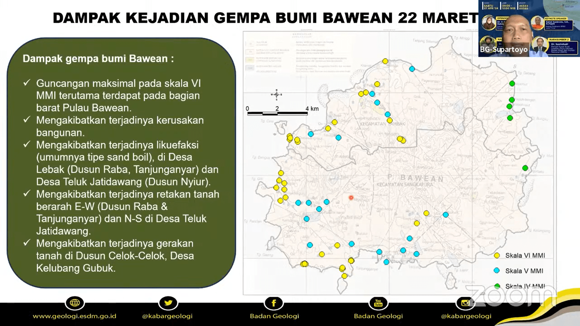 Titik lokasi terdampak Gempa Bawean