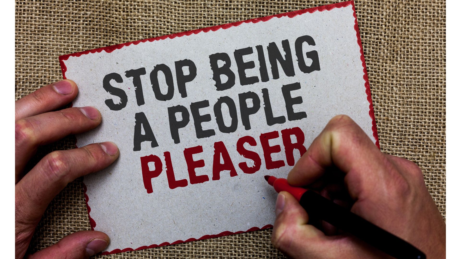 Gambar ilustrasi seseorang menulis people pleaser