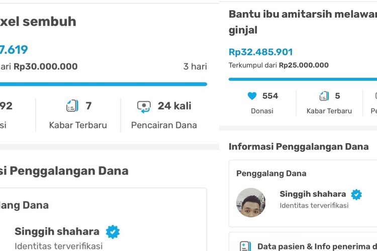 Tangkapan layar penipuan donasi online