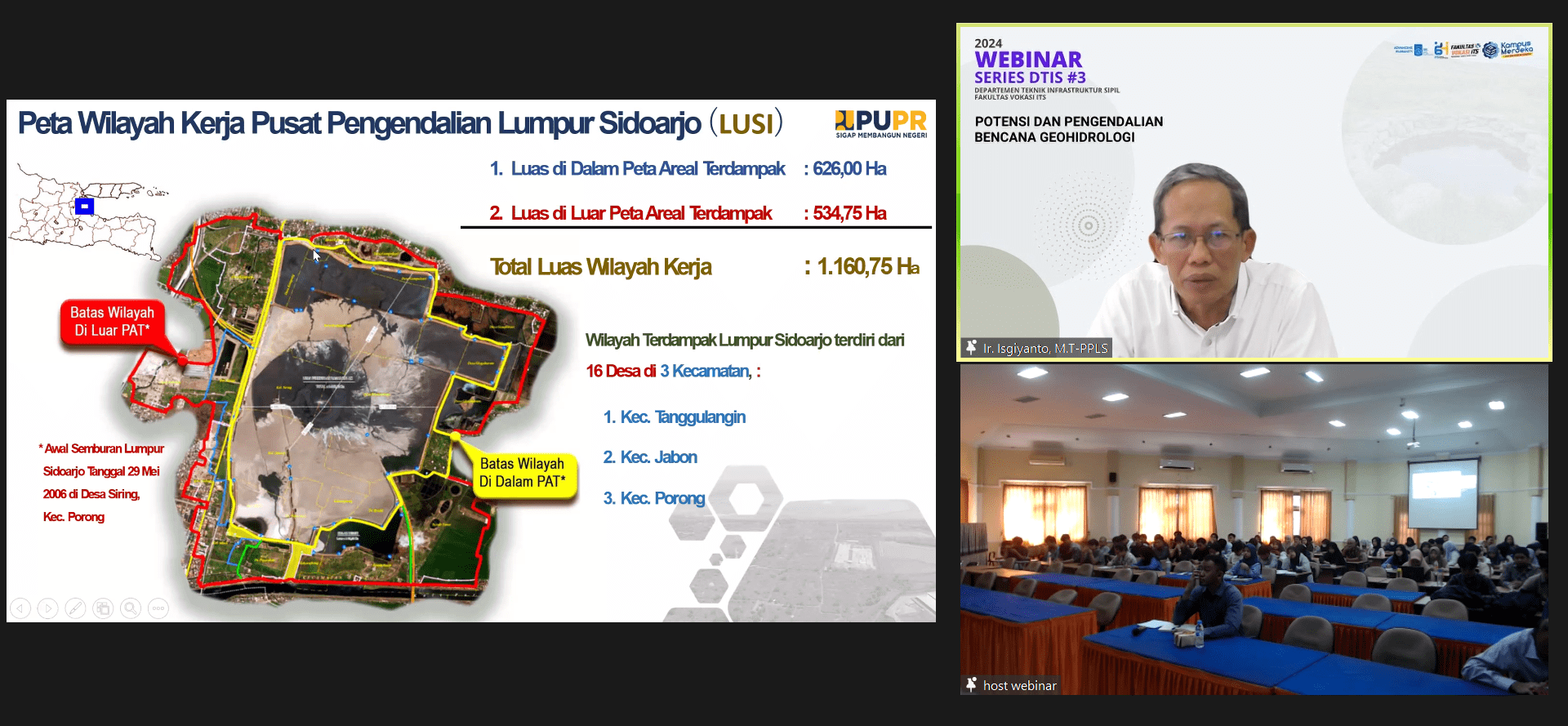 Gambar Ir Isgiyanto MT saat menjelaskan di webinar DTIS ITS