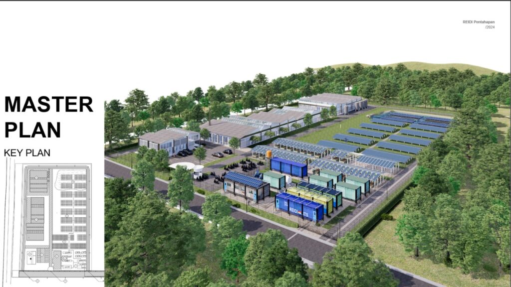 Tampilan aerial view area proyek living laboratory terbesar di Indonesia Renewable Energy Integration Demonstrator of Indonesia (REIDI) di kawasan kampus ITS