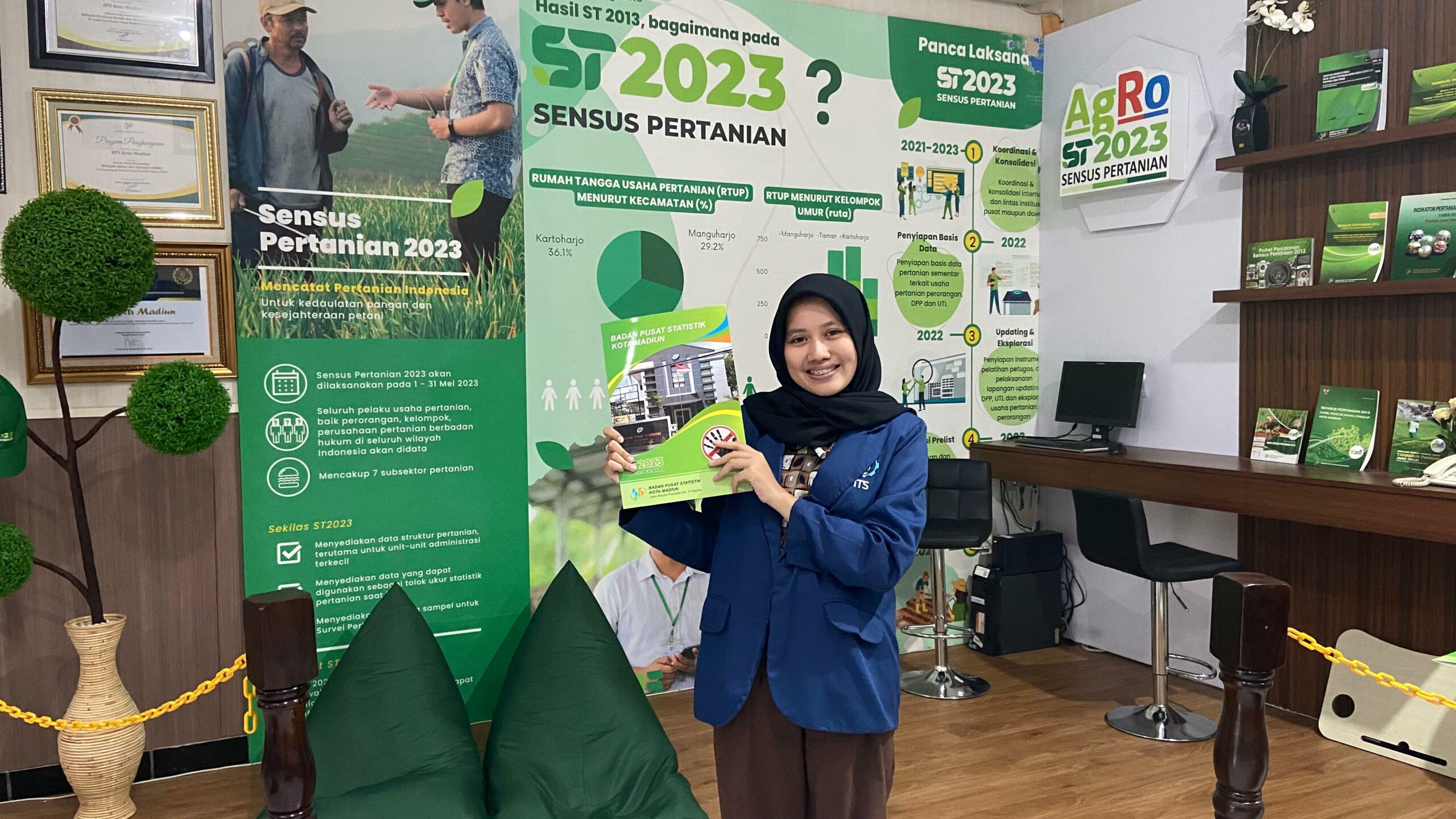 Gambar Annisa Nurul Fitria saat magang di BPS Kota Madiun