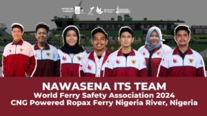 (dari kiri) Afwan Izzul Muttaqin, Raif Adhi Ramadhan, Nita Wahyuni, Dwi Puspitasari, Muhammad Fahri Ramadhan, Quito Abian Iqtarib, Dewi Diaz Gitasari, dan Rafi Maulana dari Tim Nawasena ITS