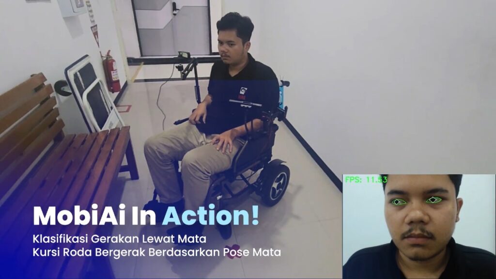 Prototipe MobiAi saat diuji coba bergerak menggunakan gerakan mata di sebuah rumah sakit