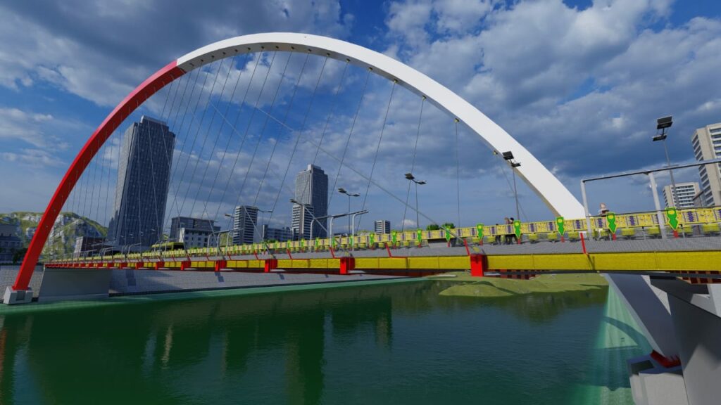 Desain jembatan Jaya Askara karya Tim ACE ITS yang mengusung konsep diagonal arch bridge yang memadukan berbagai inovasi guna kenyamanan dan keamanan jembatan