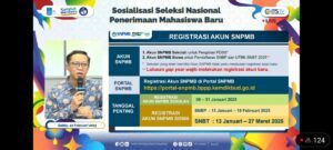 Sekretaris Eksekutif SNPMB 2025 Bekti Cahyo Hidayanto SSi MKom saat menjelaskan informasi terkait registrasi akun bagi peserta SNBT-UTBK 2025 secara daring