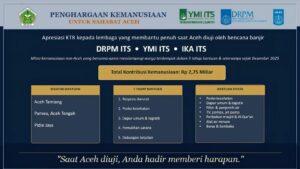 Gambar Bantuan yang disalurkan oleh DRPM ITS, YMI ITS, dan IKA ITS menjangkau wilayah Aceh Tamiang, Pameu (Aceh Tengah), dan Pidie Jaya melalui lima tahap penanganan dari darurat hingga pemulihan