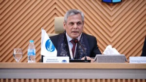 Direktur Eksekutif COMSATS Dr Mohammad Nafees Zakaria sampaikan sambutannya dalam pembukaan acara The 26th Meeting of COMSATS Coordinating Council di ITS