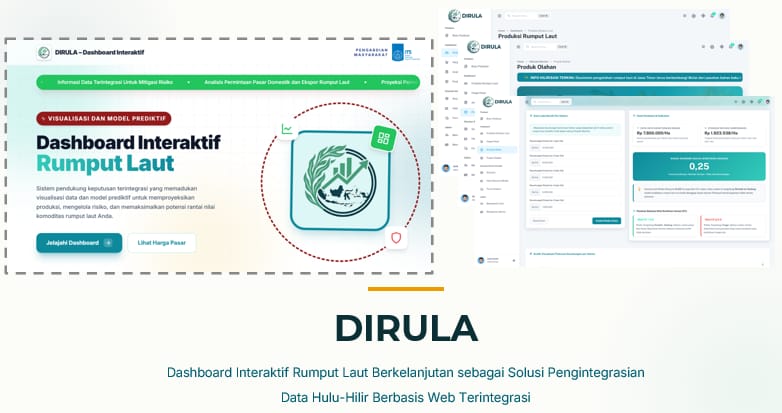 Tampilan Dashboard Interaktif Rumput Laut (DIRULA) yang akan dikembangkan oleh tim Abmas Departemen Sistem Informasi ITS