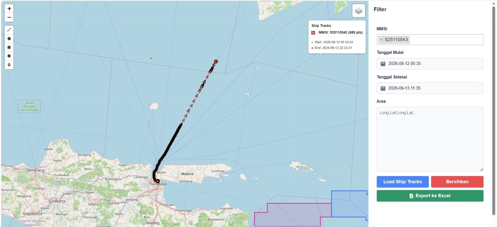Histori pergerakan kapal KM Virgo Transport 8 yang hilang kontak di Laut Jawa