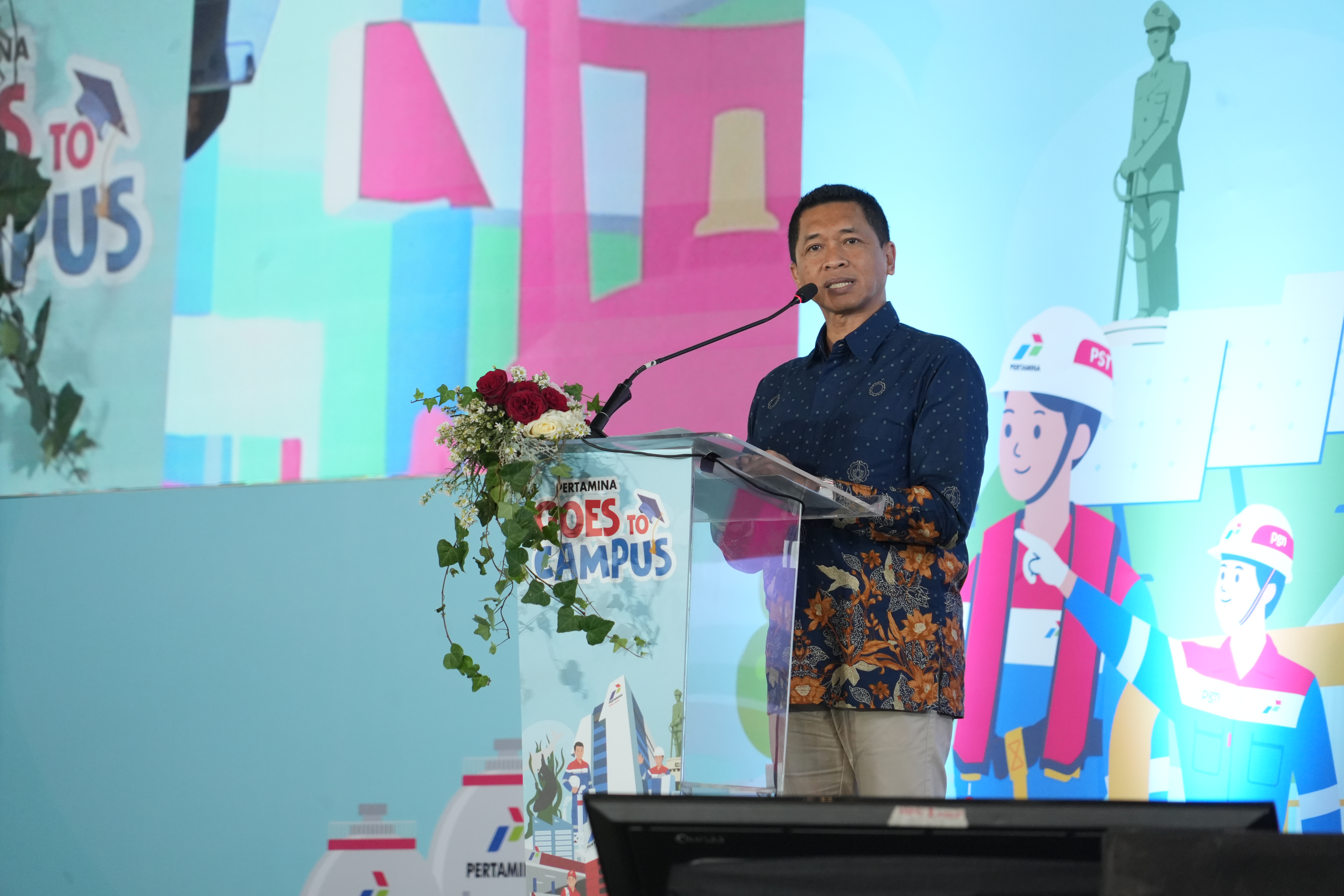 Rektor ITS Prof (DR) Ir Bambang Pramujati ST MScEng PhD sambut Pertamina Goes to Campus di ITS