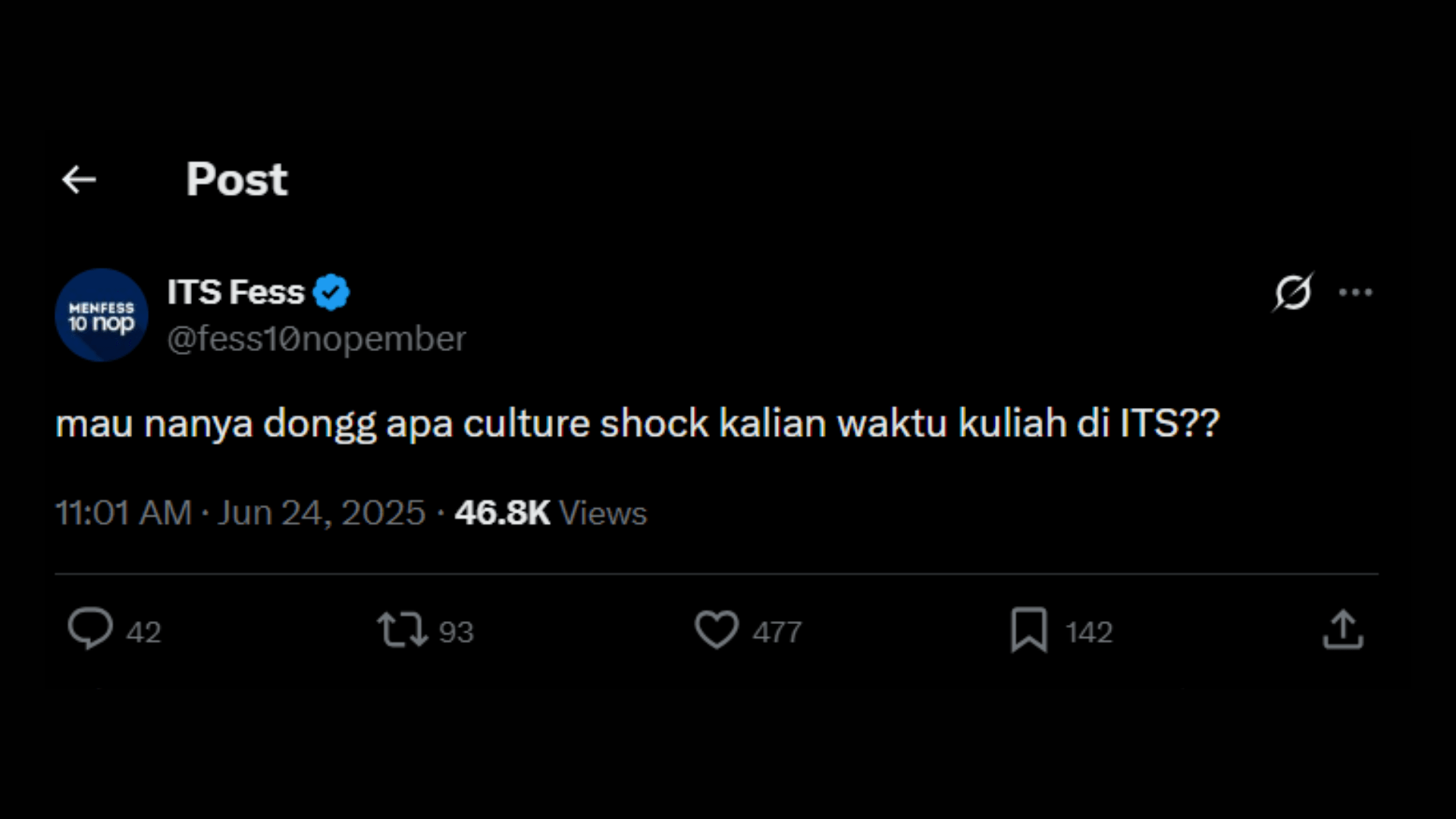 Unggahan menfess sebagai sarana tanya jawab