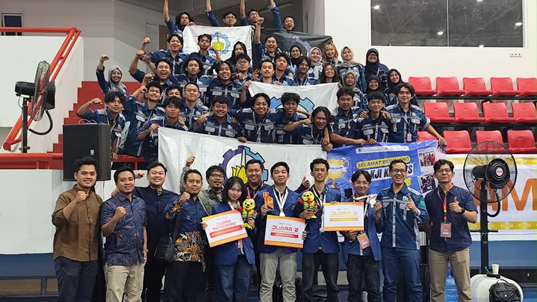 Tim mahasiswa ITS setelah sukses memenangkan tiga kategori lomba dalam ajang KJI-KBGI 2026