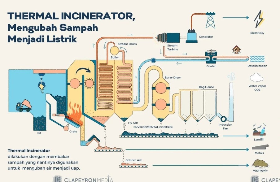 Rancangan sistem Thermal Incinerator atau Pembangkit Listrik Tenaga Sampah (PLTSa) untuk menanggulangi sampah di Tanjung Banun, Kecamatan Galang, Kota Batam
