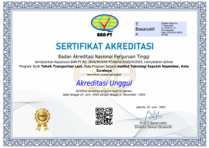 Sertifikat Akreditasi BAN-PT Departemen Teknik Transportasi Laut