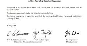 Program Sarjana dan Magister Departemen Sistem Informasi FTEIC Institut Teknologi Sepuluh Nopember (ITS) Raih Sertifikat Akreditasi ASIIN