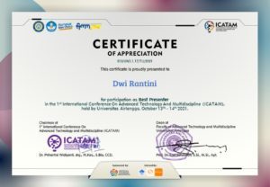 Best Presenter ICATAM 2021_Dwi Rantini