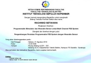 Sidang Terbuka Promosi Doktor Rachmad Setiawan