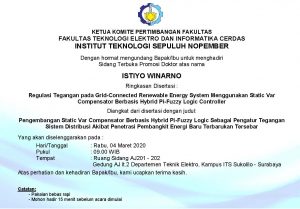 Sidang Terbuka Promosi Doktor Istiyo Winarno