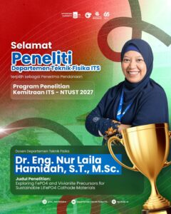 Dosen Teknik Fisika ITS Raih Pendanaan Riset Kemitraan ITS – NTUST 2027