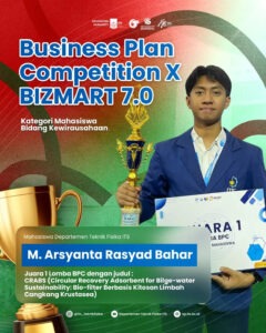 Proposing a Biofilter Idea from Crustacean Shell Waste, ITS Engineering Physics Student Wins BIZMART 7.0