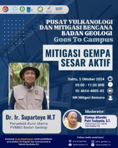 Kuliah Tamu “Mitigasi Gempa Sesar Aktif,” bersama PVMBG
