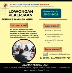 Lowongan Petugas Jaminan Mutu