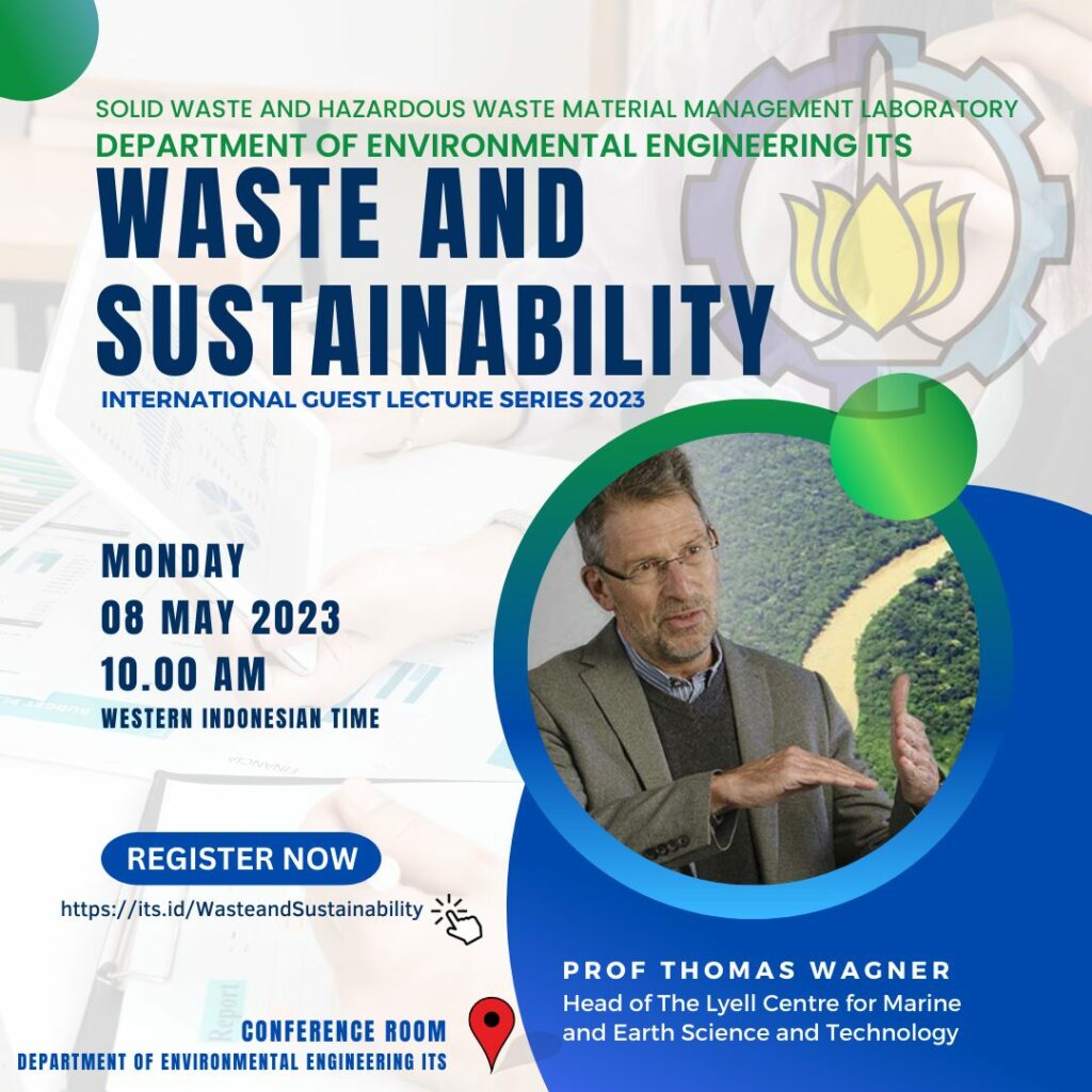 Prof. Thomas Wagner memberikan kuliah tamu tentang sampah dan keberlanjutan pada 8 Mei 2023.