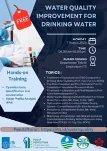 "Workshop tentang peningkatan kualitas air untuk air minum, dengan fokus pada teknik pengolahan air yang aman dan efisien, serta penerapan teknologi terbaru untuk memastikan air layak konsumsi."