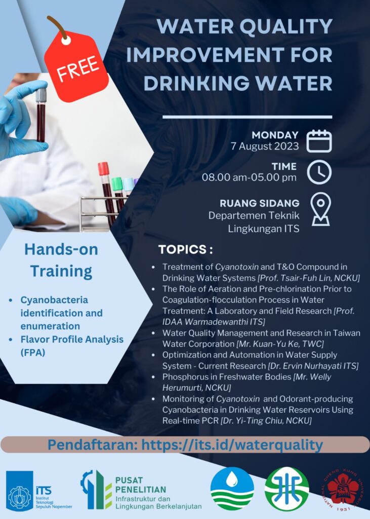 "Workshop tentang peningkatan kualitas air untuk air minum, dengan fokus pada teknik pengolahan air yang aman dan efisien, serta penerapan teknologi terbaru untuk memastikan air layak konsumsi."
