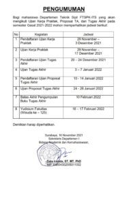 Jadwal Semester Gasal 2021-2022