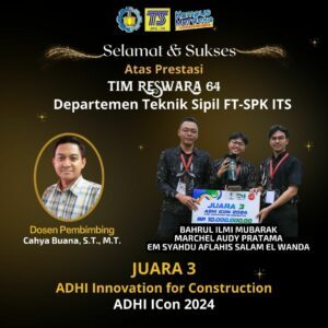Tim Reswara 64 Berhasil meraih 2nd RunnerUp atau Juara 3 dalam ADHI Innovation for Construction (ADHI ICon 2024)