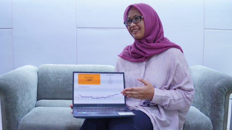 Head of the Institutional Reputation Unit of ITS, Sarah Cahyadini, S.T., M.T., Ph.D., explaining the rise in ITS's world ranking in QS WUR 2027.