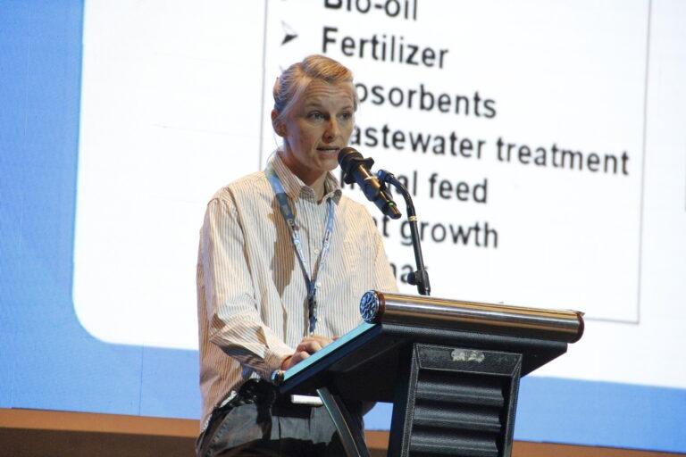 Keynote Speaker from IMT Atlantique France, Professor Audrey Villot, presenting her insights on the potential of biochar