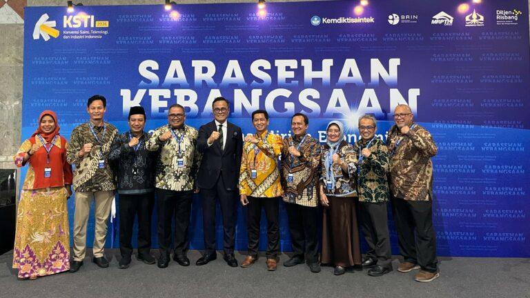 Group photograph featuring the leadership and members of the ITS Board of Trustees, along with Dony Oskaria, who serves as the Head of the BUMN Supervisory Board and CEO of Danantara. Mr. Oskaria is positioned as the fifth individual from the left in the front row. All attendees are formally dressed, posing together in an official indoor setting, symbolizing a collaborative meeting between university governance and state investment leadership.