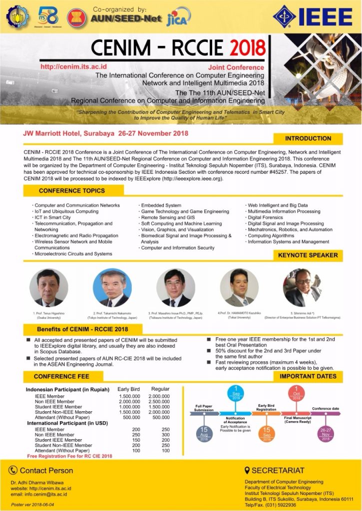 Join Conference CENIM – AUN RC CIE 2018
