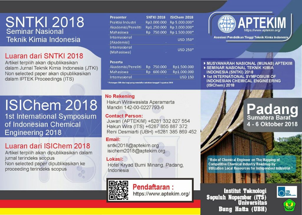 International Symposium of Indonesian Chemical Engineering 2018